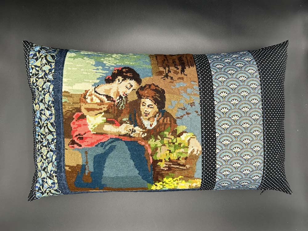 Kissen aus Gobline -Textilkunst - Gobelin neu interpretiert Monca-art - Monica Schachl Textilart