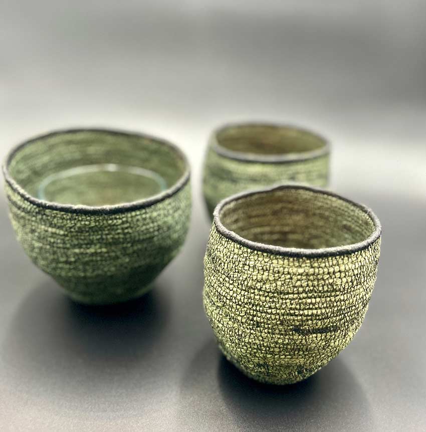 Monica Schachl Textil Art - Monca-art - Windlicht handgefertigt in grün