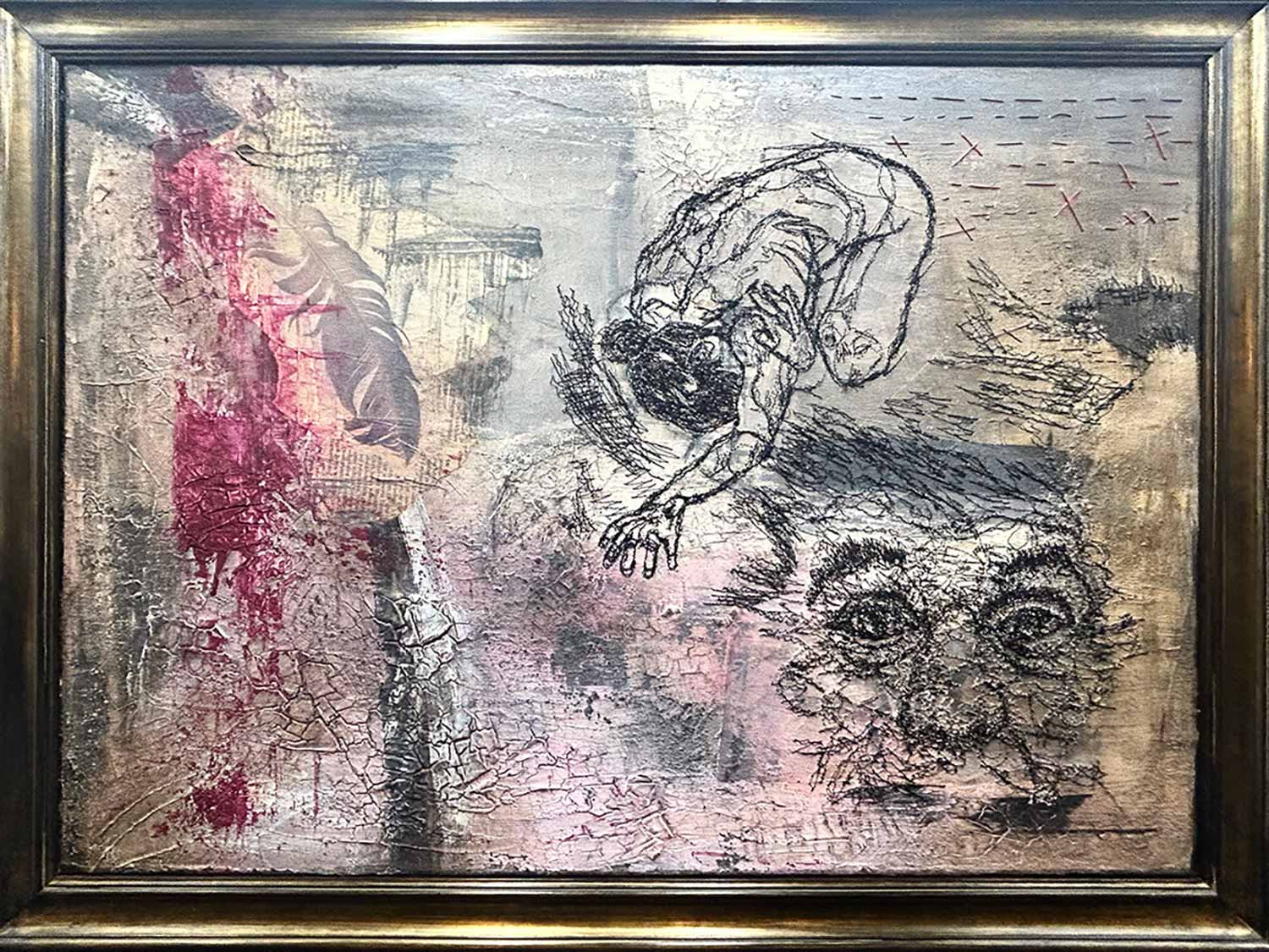 Bild von Monica Schachl - enäht auf LEinwand - genähte Bildwelten